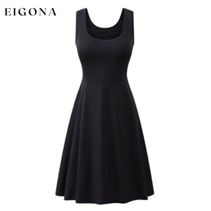 Women's Swing Knee Length Dress Black __stock:200 casual dresses clothes dresses Low stock refund_fee:800