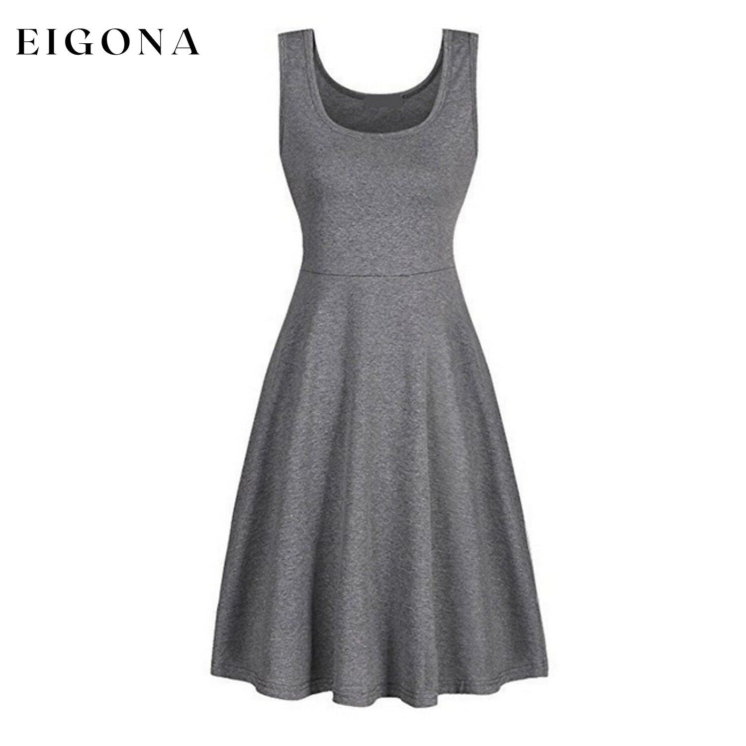 Women's Swing Knee Length Dress Gray __stock:200 casual dresses clothes dresses Low stock refund_fee:800