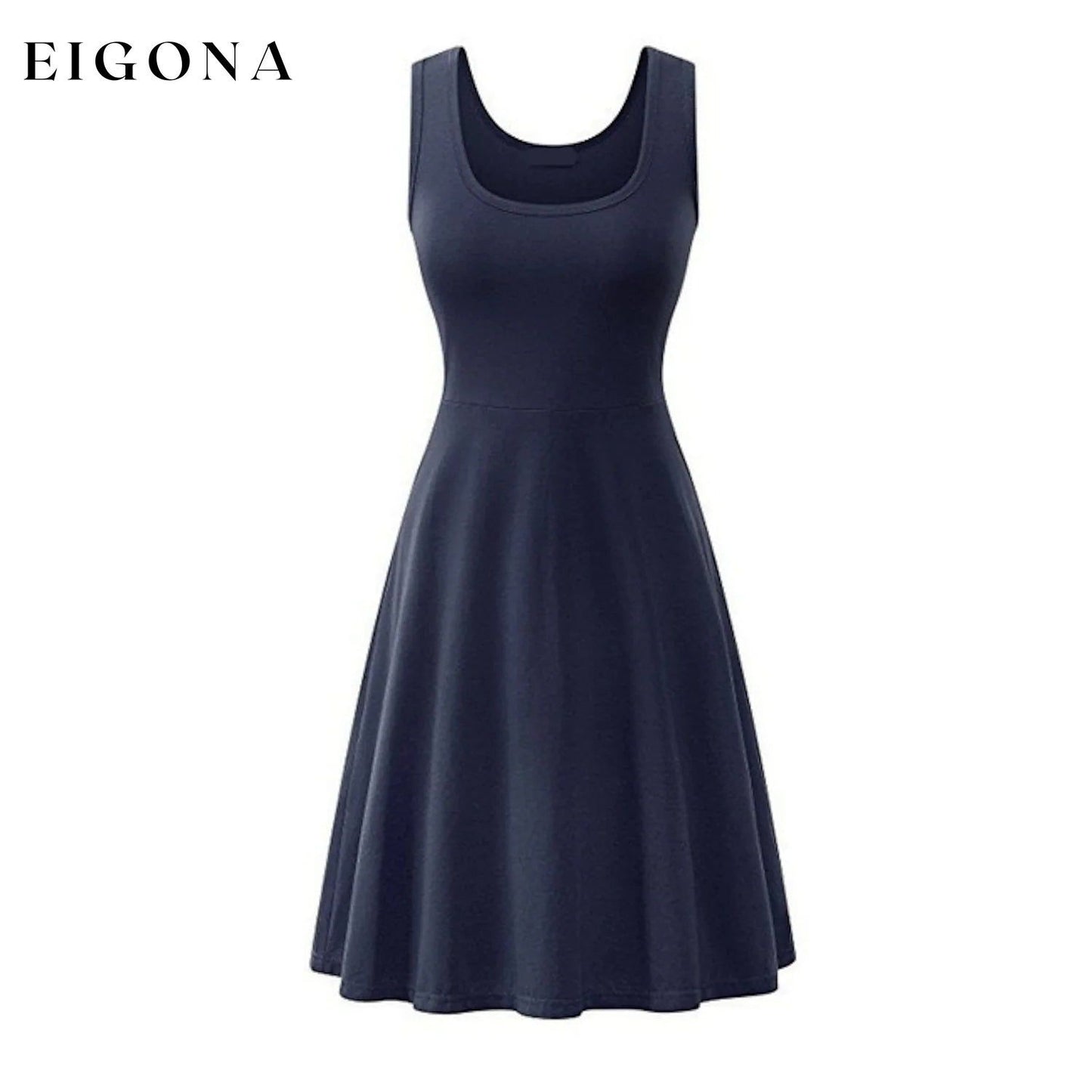 Women's Swing Knee Length Dress Navy Blue __stock:200 casual dresses clothes dresses Low stock refund_fee:800