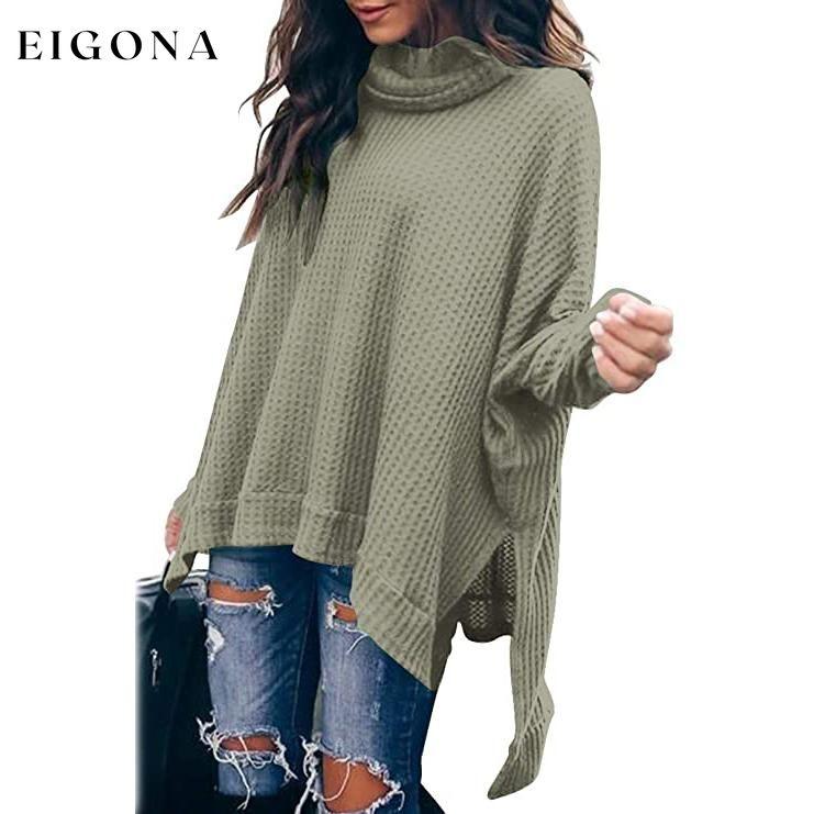 Women's Turtle Cowl Neck Long Batwing Sleeve Sweater Army Green __stock:100 clothes refund_fee:1200 tops