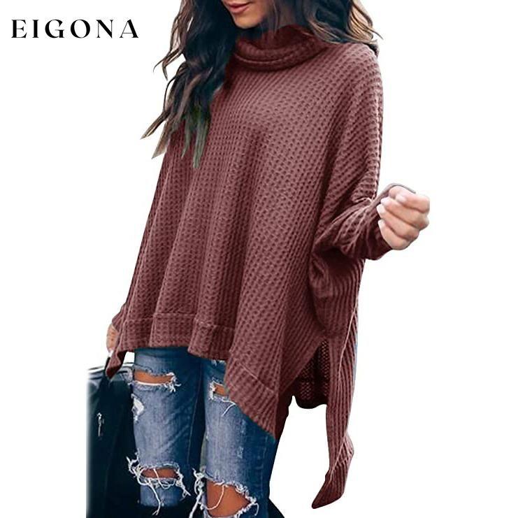 Women's Turtle Cowl Neck Long Batwing Sleeve Sweater Red __stock:100 clothes refund_fee:1200 tops