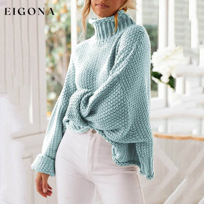 Women's Turtleneck Batwing Sleeve Loose Oversized Chunky Knitted Pullover Sweater Jumper Tops __stock:500 clothes refund_fee:1200 tops