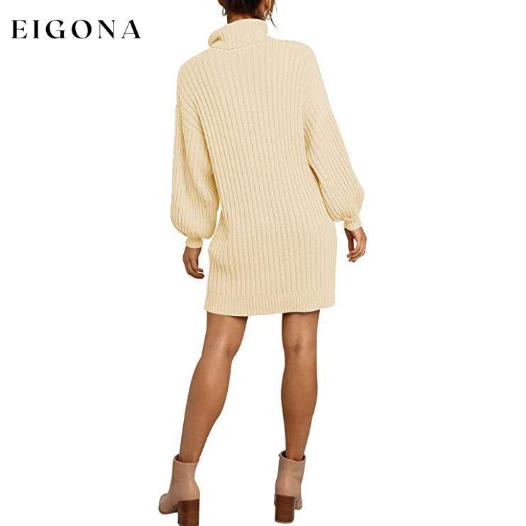 Women's Turtleneck Long Lantern Sleeve Casual Loose Oversized Sweater Dress __stock:50 casual dresses clothes dresses refund_fee:1800