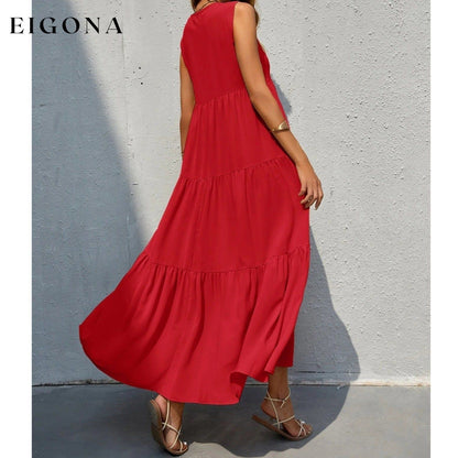 Women's V-neck Ruffle Hem Solid Dress __stock:200 casual dresses clothes dresses refund_fee:1200