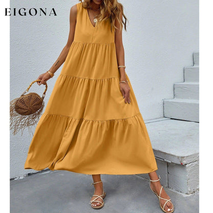 Women's V-neck Ruffle Hem Solid Dress __stock:200 casual dresses clothes dresses refund_fee:1200