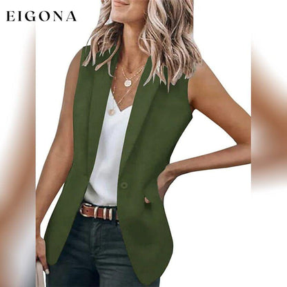 Women's Vest Regular Coat Army Green __stock:200 Jackets & Coats refund_fee:1200