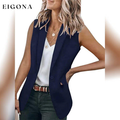 Women's Vest Regular Coat Navy Blue __stock:200 Jackets & Coats refund_fee:1200