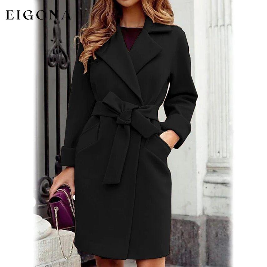 Women's Winter Fall Long Coat Black __stock:200 Jackets & Coats refund_fee:1200