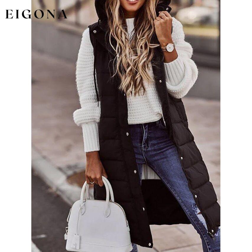 Women's Winter Jacket Vest Long Coat Regular Fit Black __stock:200 Jackets & Coats refund_fee:1200