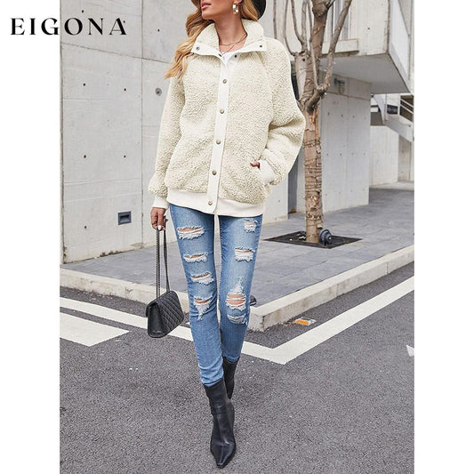 Womens Winter Sherpa Fleece Button Jacket Coat __stock:200 Jackets & Coats refund_fee:1200