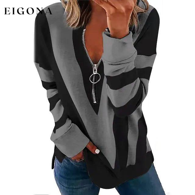 Women's Zip Shirt Long Sleeve Gray __stock:200 clothes refund_fee:1200 tops