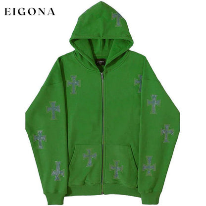 Women's Zip Sports Hoodie Green __stock:200 Jackets & Coats refund_fee:1200