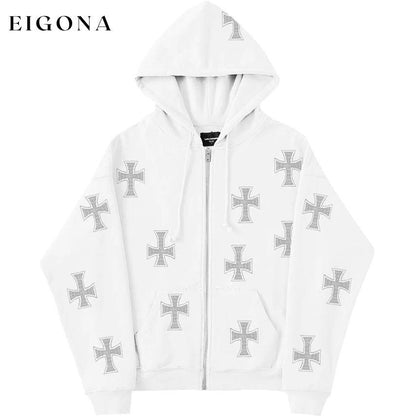 Women's Zip Sports Hoodie White __stock:200 Jackets & Coats refund_fee:1200